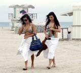 Kim and Kourtney Kardashian - Bikini Candids in Miami Beach