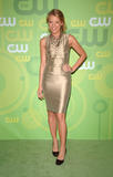 Blake Lively in tight golden dress at CW Network's Upfront